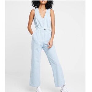 Obey Ombre Pinstripe Jumpsuit Size 30 Medium Blue and White stripes sleeveless